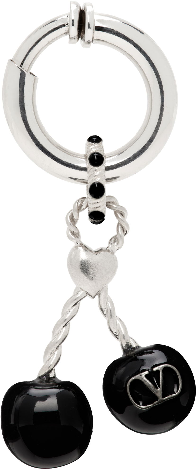 Сережки Valentino Valentino Garavani Chez Valentino Silver-Tone & Black Onyx Cherry Clip-On Single Earring Металік | 7Y2J0AK1MJP
