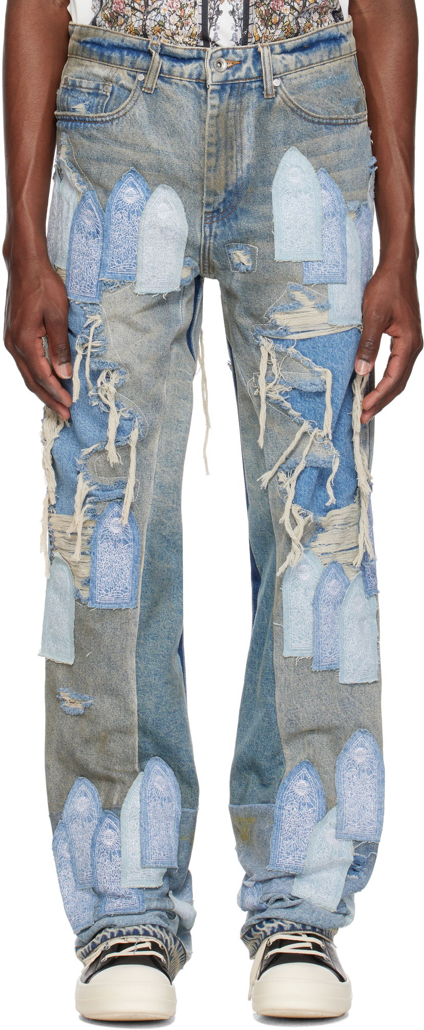 Джинси Who Decides War Who Decides War Patched Arch Repaired Blowout Jeans Синій | 1120970009SS25
