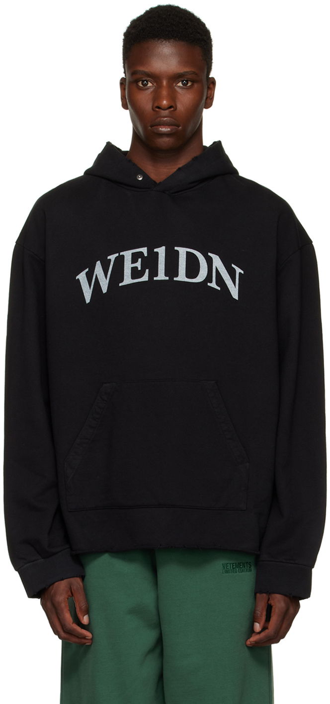 Світшоти We11done Distressed Hoodie чорний | WD-TH3-22-716-U-BK