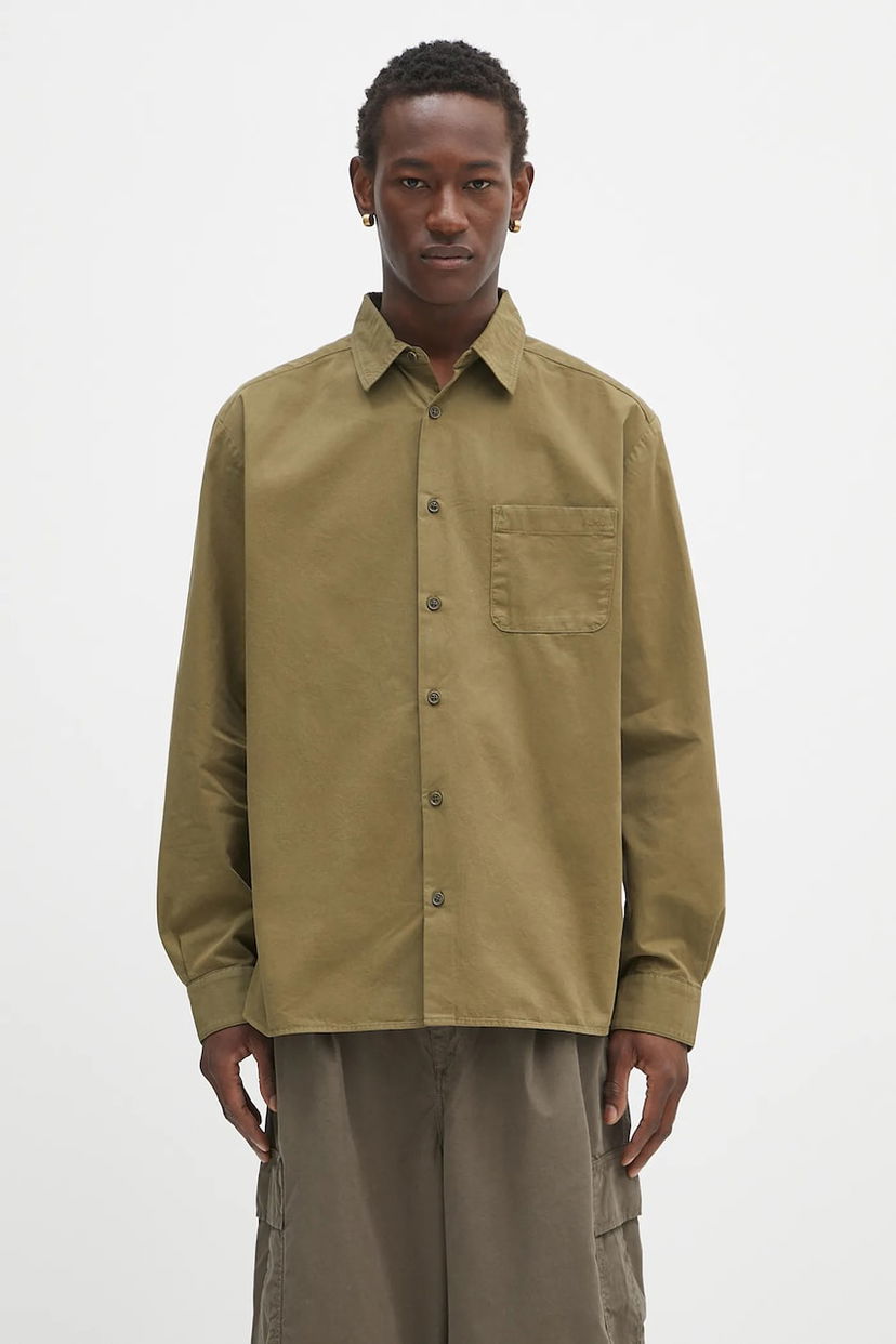 Сорочка A.P.C. A.P.C. Chemise Malo Logo Relaxed Fit Shirt Зелений | COHKU.H12553