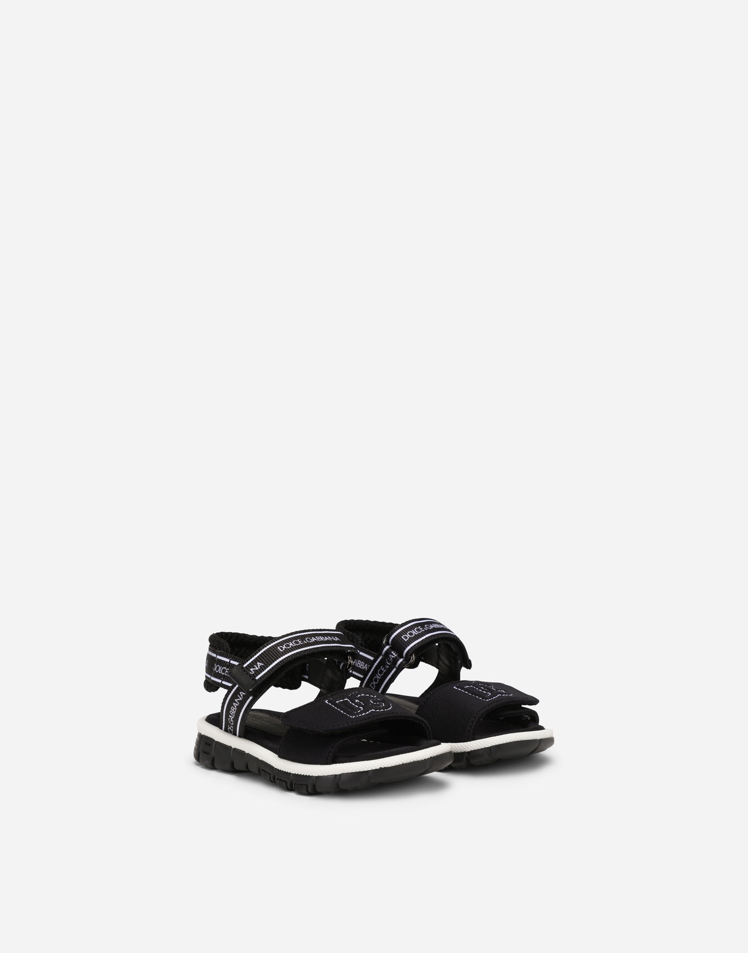 Кросівки та взуття Dolce & Gabbana Technical Fabric Sandals With Dg Logo For First Steps (19-26) чорний | DL0068AY2338B939, 1
