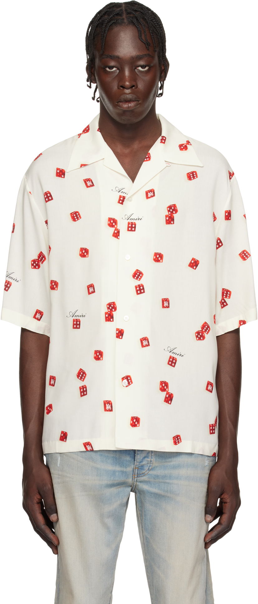 Сорочка AMIRI Dice Print Bowling Shirt білий | AMSTCA1093