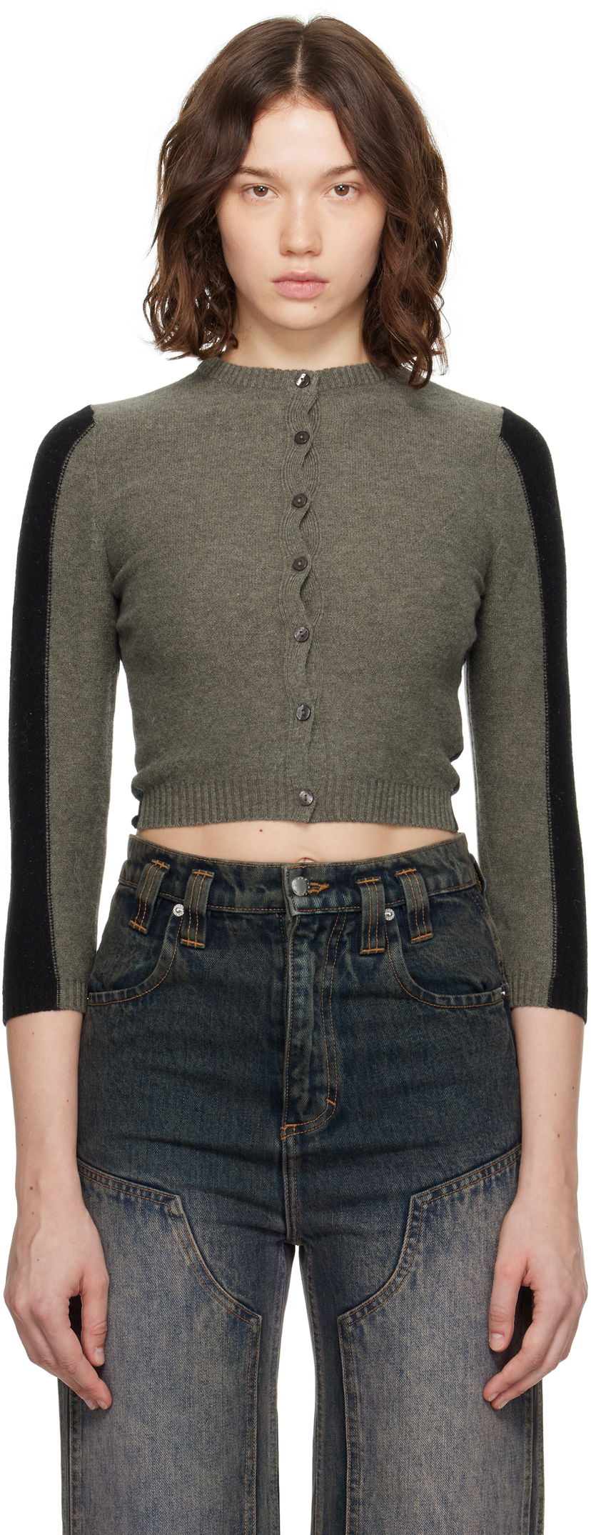 Cветр Eckhaus Latta Eckhaus Latta Racer Cardigan Сірий | 8261-EL-PF25-R -
