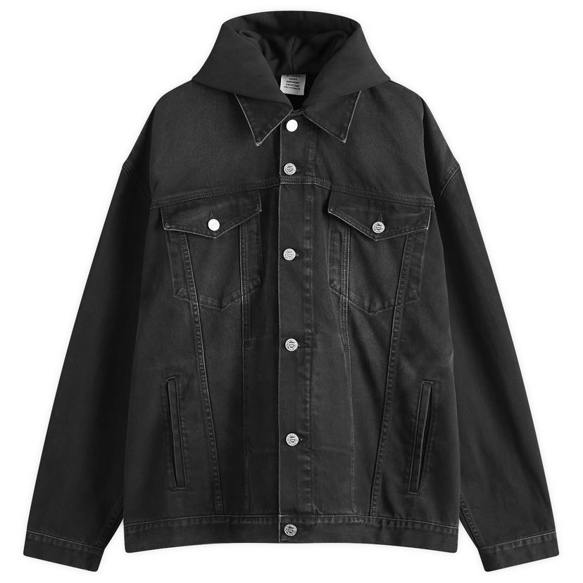 Куртка VETEMENTS Vetements 3D Logo Hooded Denim Jacket, Size Large чорний | UA66JA500B