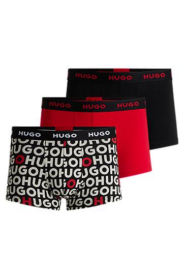 Боксери BOSS HUGO Men's 3-Pack Stretch Cotton Trunks with Logo Waistbands Різнокольоровий | 50532550