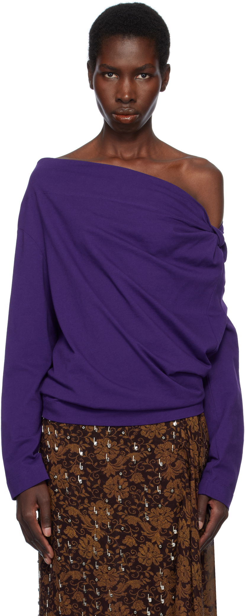 Cветр Dries Van Noten Dries Van Noten Off-Shoulder Top Фіолетовий | 251-011142-1603