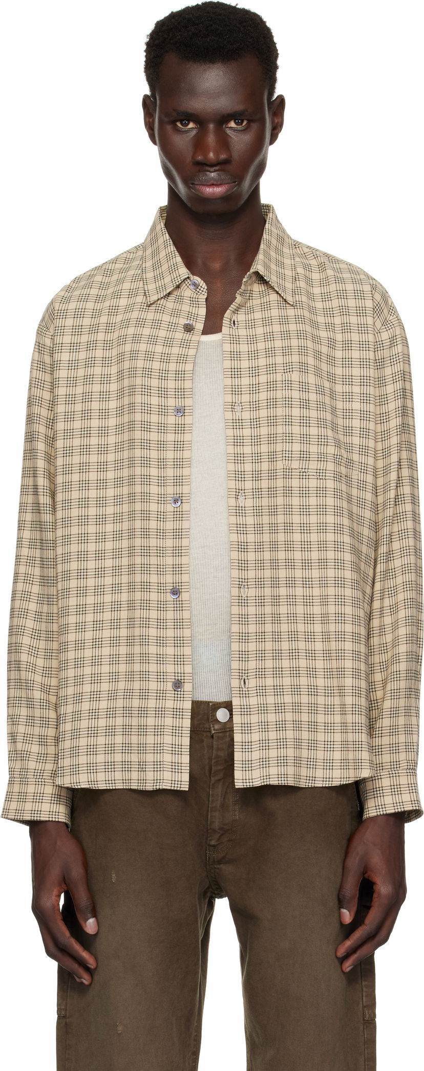 Сорочка John Elliott John Elliott Cloak Button Up Shirt бежевий | E107F151128A