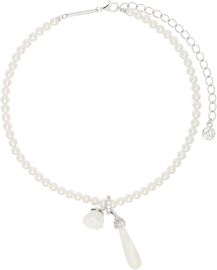 Кольє SHUSHU/TONG SHUSHU/TONG YVMIN Edition Faux-Pearl Rose Necklace білий | 25303WHT00NN