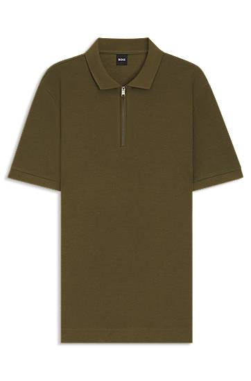 Сорочка поло BOSS Waffle Knit Zip Polo Зелений | 50536768