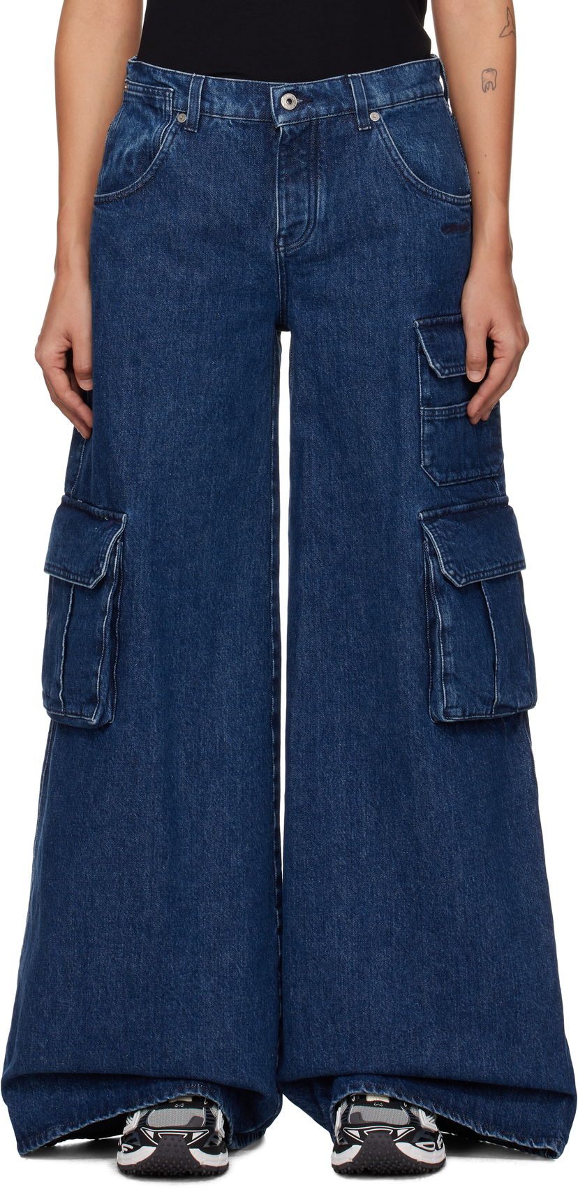 Штани карго Off-White Wide Leg Cargo Jeans Синій | OWYB019F24DEN0014600