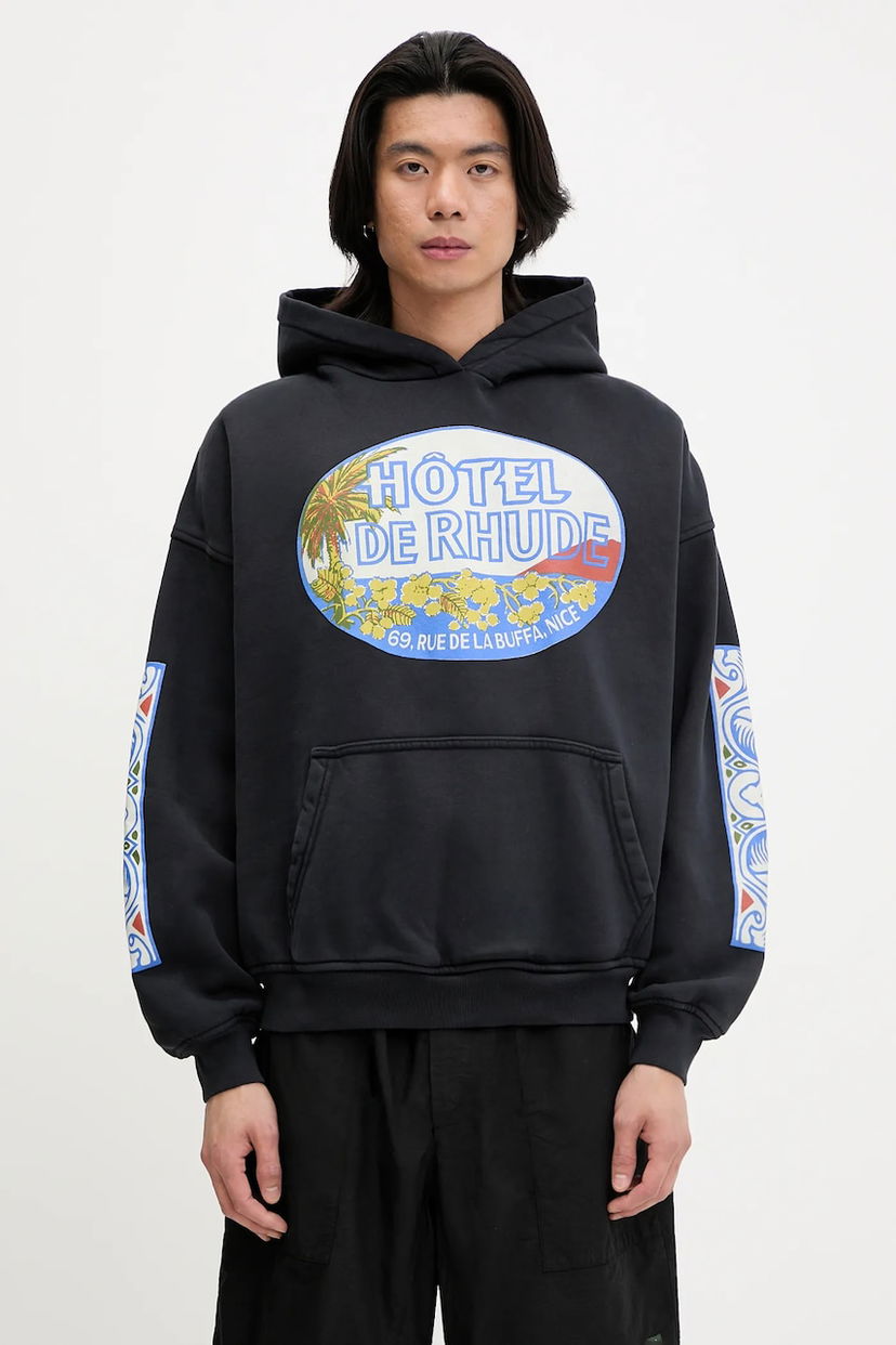 Світшоти Rhude RHUDE Hotel Print Hoodie чорний | RHSS25HO01012