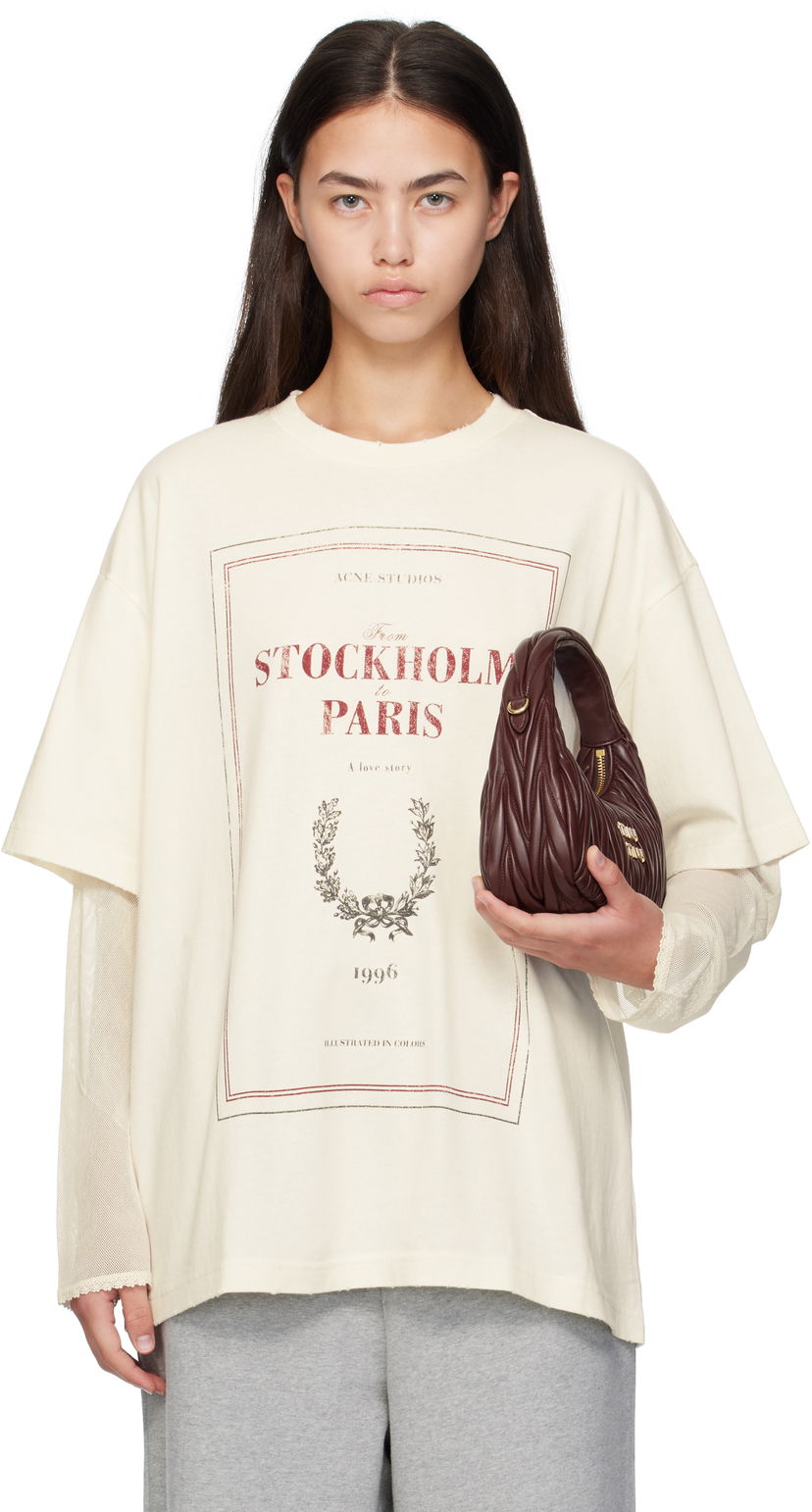Футболка Acne Studios Acne Studios Layered Print T-Shirt бежевий | AL0496-