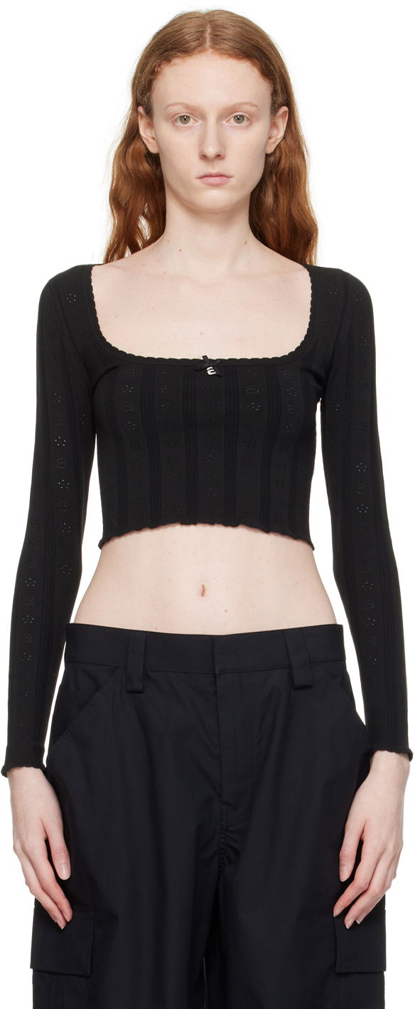 Cветр Alexander Wang Alexander Wang.t Hardware Long Sleeve Cropped Top чорний | 4KC3231021