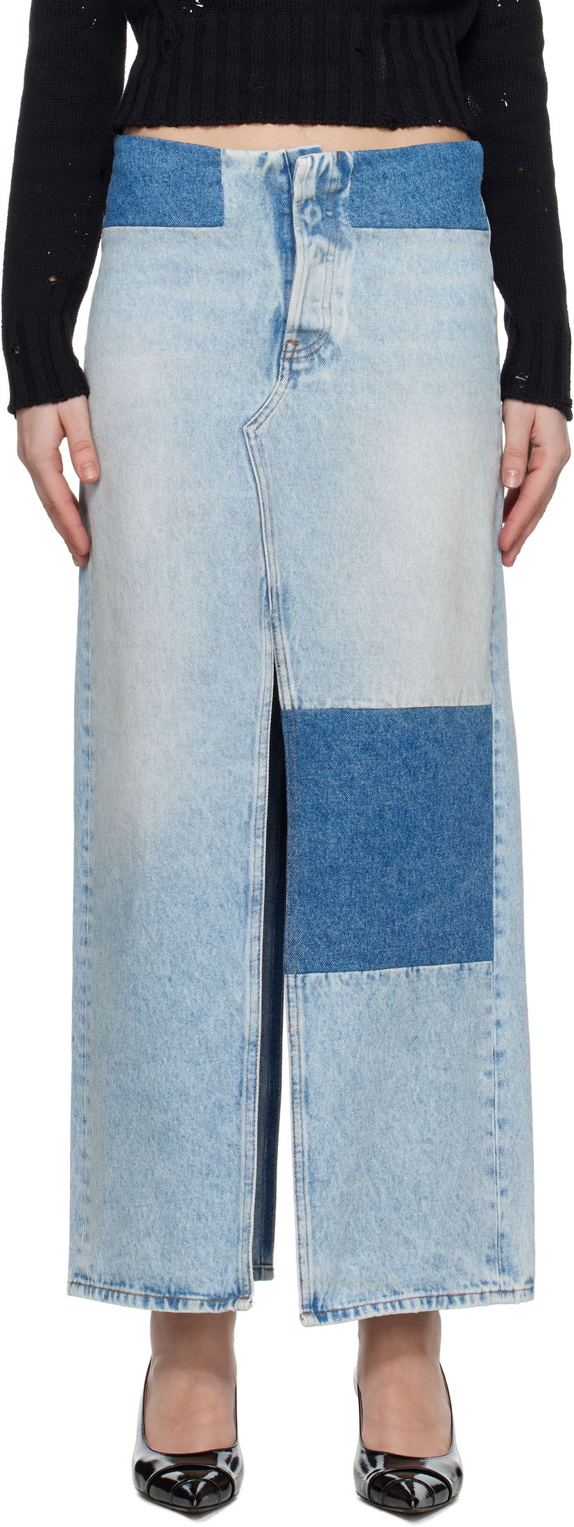 Спідниця Maison Margiela MM6 Maison Margiela Paneled Denim Maxi Skirt Синій | S62MI0032 M30018