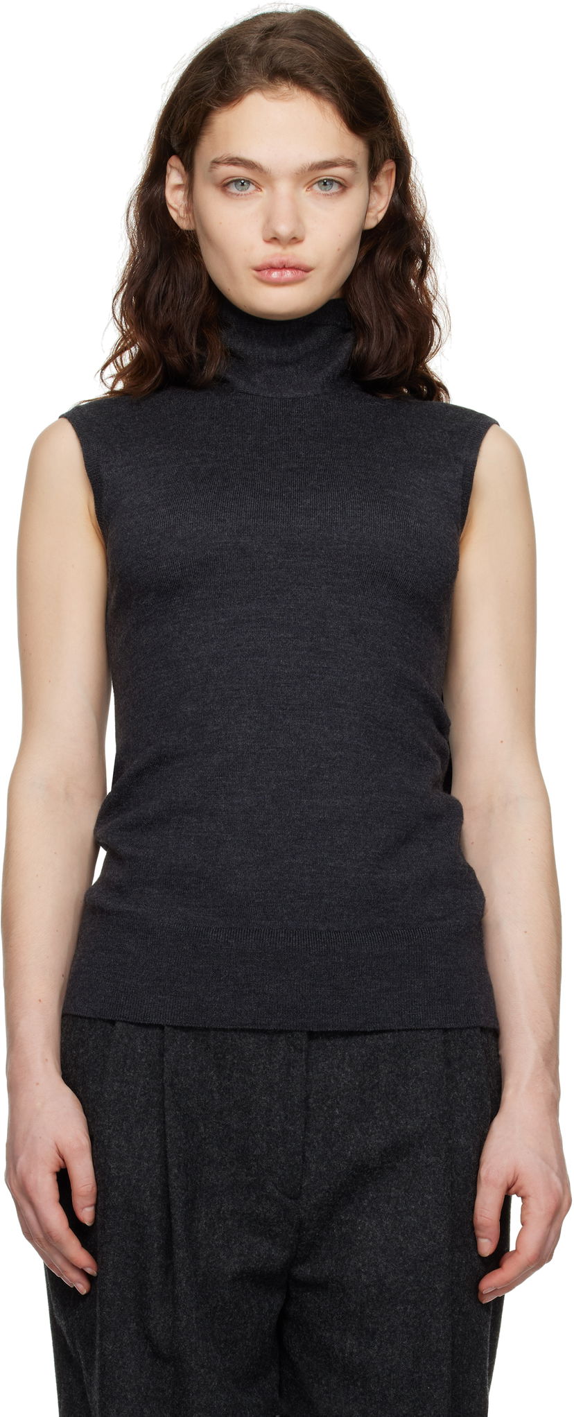 Cветр TOTEME TOTEME Sleeveless Turtleneck Knit Tank Top Сірий | 251-WRT4388-YA0133