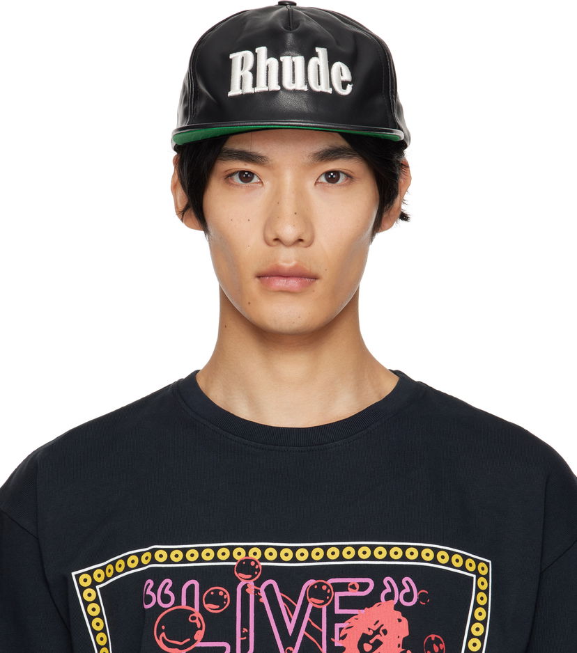 Кепка Rhude Rhude Logo Leather Cap чорний | RHPF25HA01459