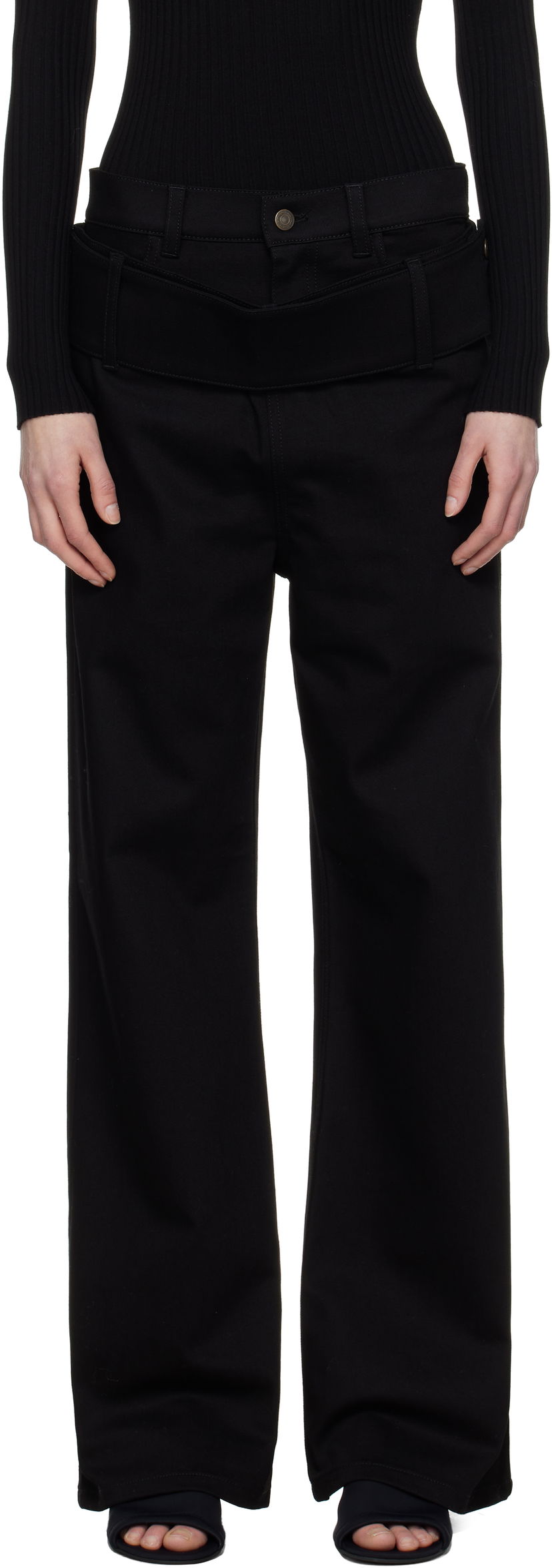 Штани Courrèges Courrèges Double Belt Jeans чорний | 125DPA313DE0020