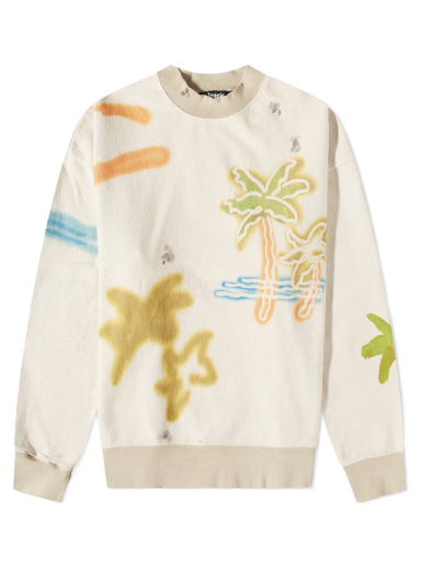 Світшоти Palm Angels Neon Palm Crew Sweat бежевий | PMBA065S23FLE0050384