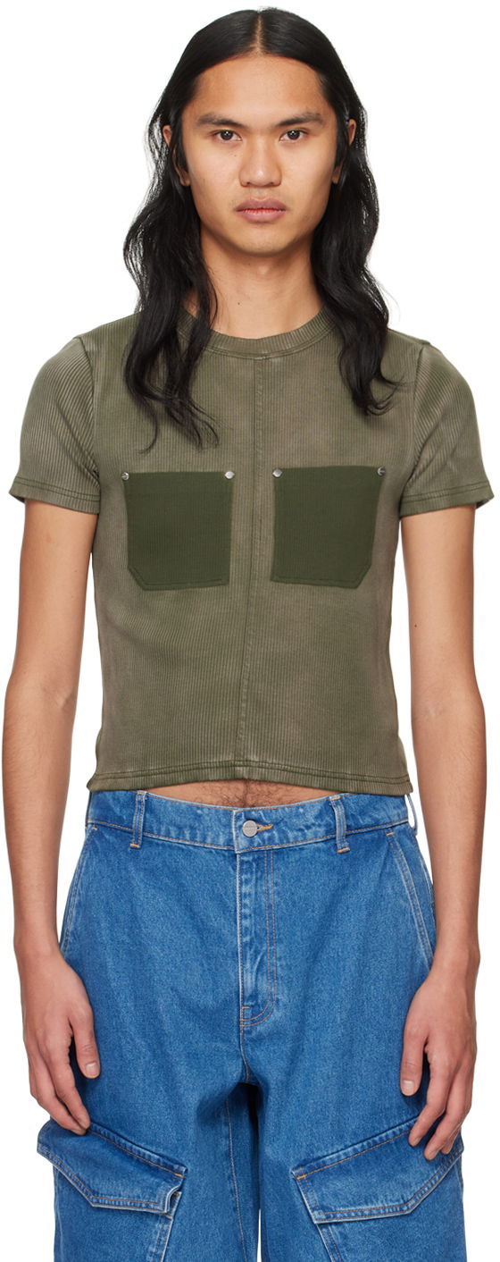 Футболка Dion Lee Sprayed Shrunken Rivet T-Shirt Зелений | C3168PS24