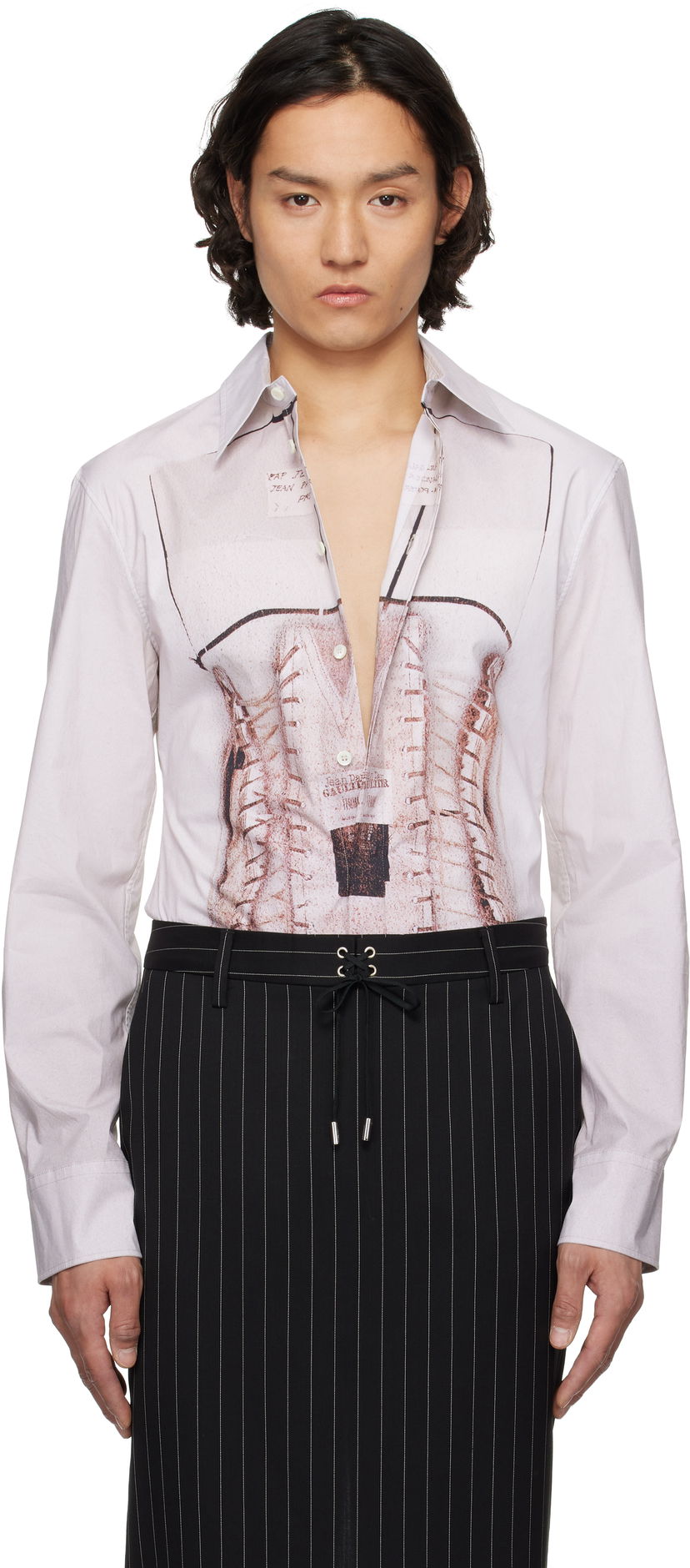 Сорочка Jean Paul Gaultier Jean Paul Gaultier Trompe-L'Œil Corset Print Shirt білий | 25/34-F-CH096-C071-260100