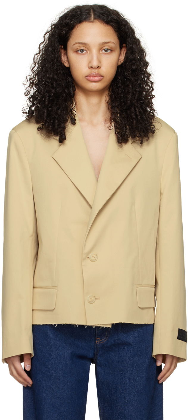 Пальто Maison Margiela MM6 Raw Hem Blazer бежевий | S52BN0133 S54452
