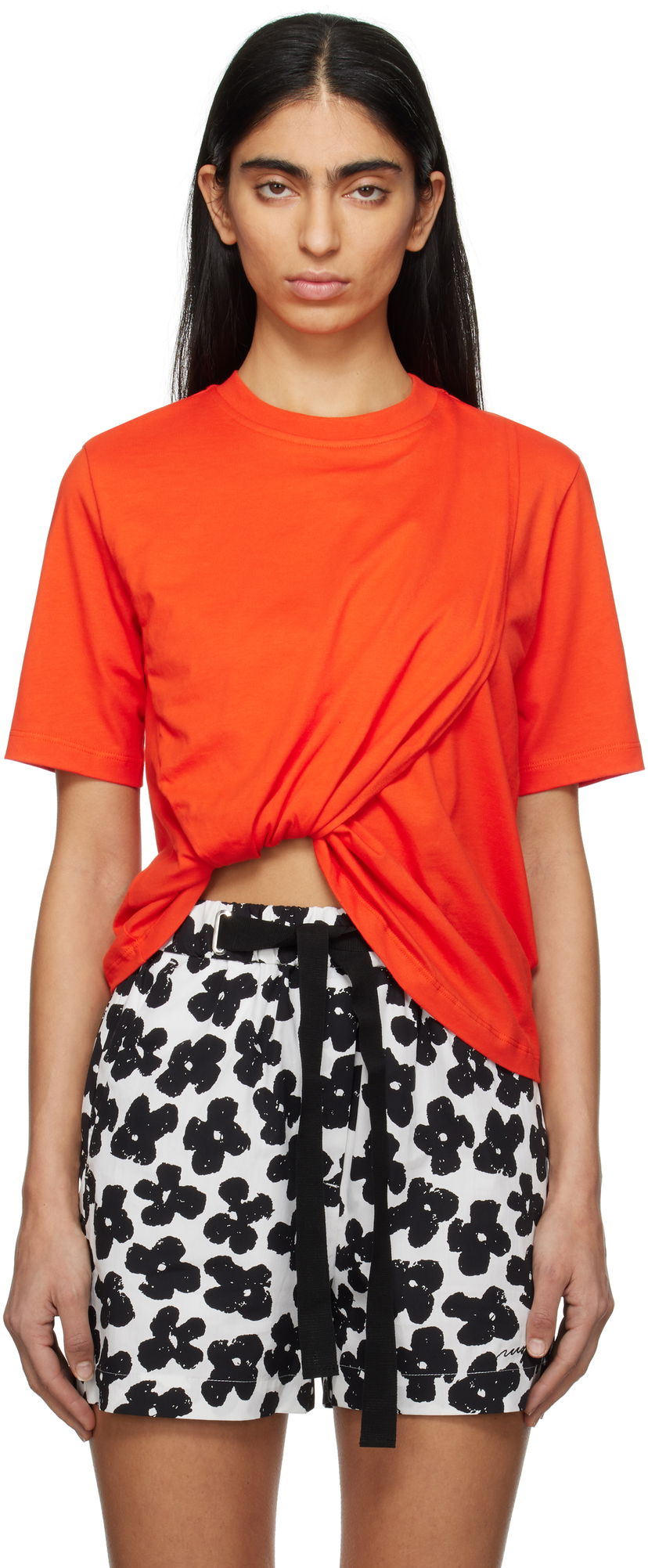 Футболка MSGM Gathered T-Shirt Помаранчевий | 3841MDM114 257002