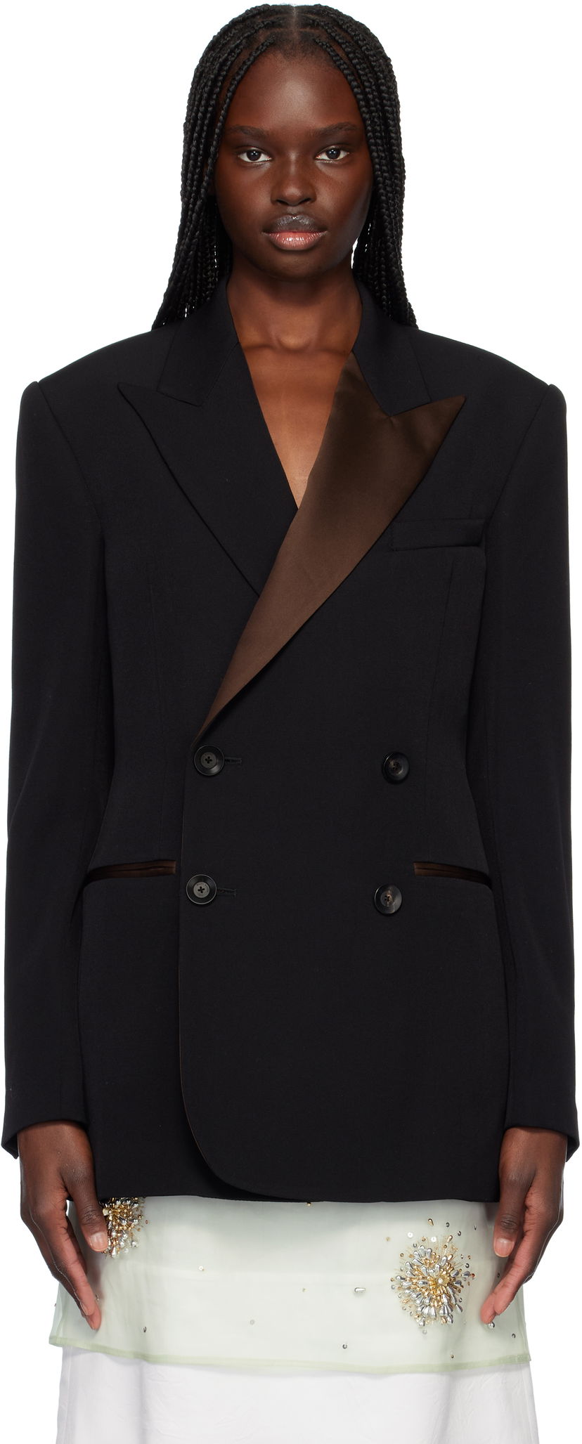 Пальто Wales Bonner Wales Bonner Rise Tuxedo Double-Breasted Blazer чорний | MS25JA05-WV03-999