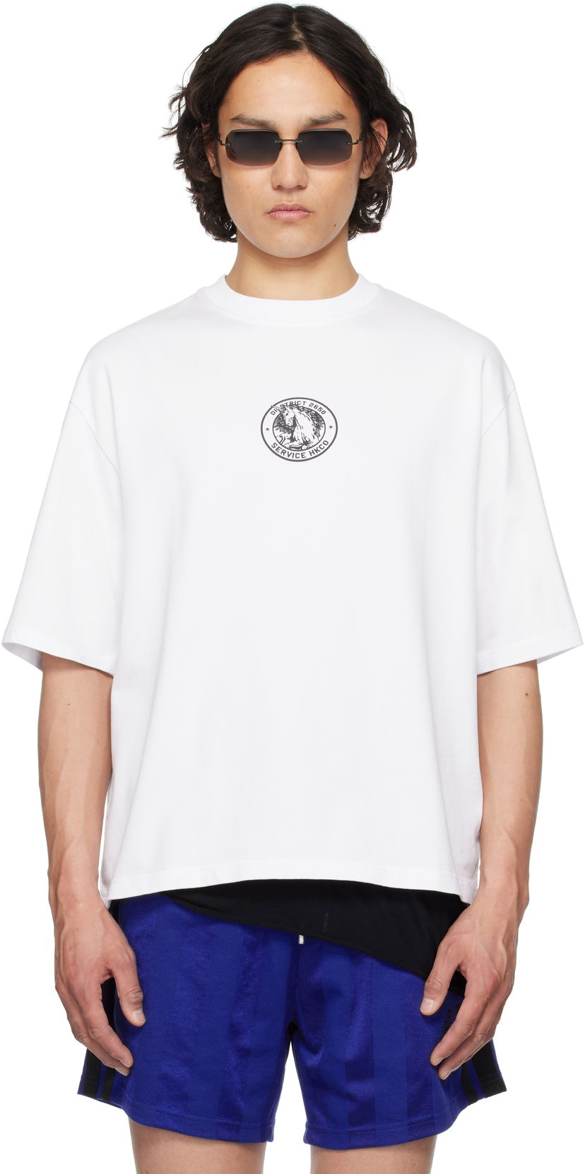 Футболка Han Kjøbenhavn Han Kjobenhavn 'Officer' Print Oversized T-Shirt білий | M-134365
