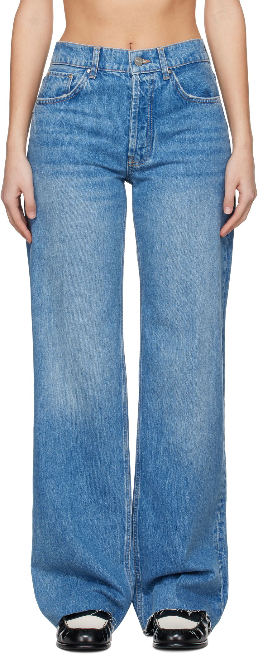 Джинси Anine Bing Anine Bing Hugh Wide-Leg Jeans Синій | A-06-7135-447