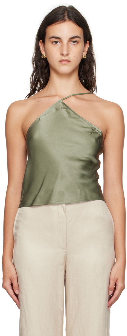 Безрукавка Anine Bing Mandy One-Shoulder Silk Camisole Зелений | A-07-2793-340
