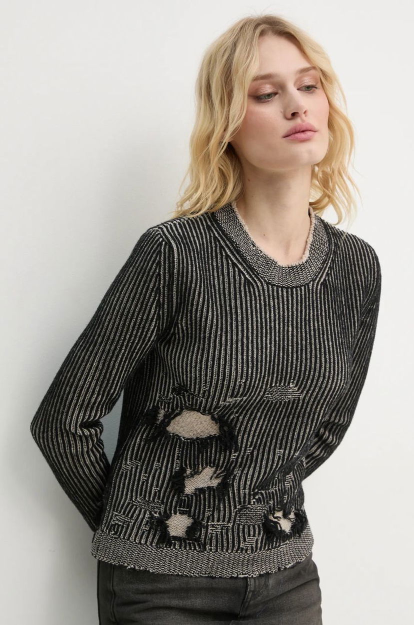 Cветр Maison Margiela Distressed Ribbed Knit Sweater чорний | S62HL0026.M13076