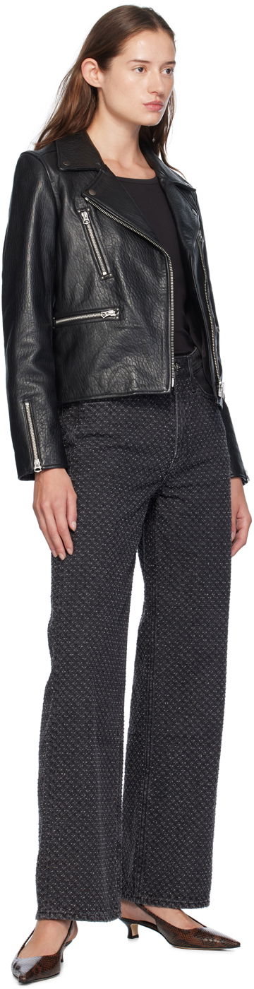 Куртка rag & bone rag & bone Arrow Leather Jacket чорний | WAW24F2012BU12, 3