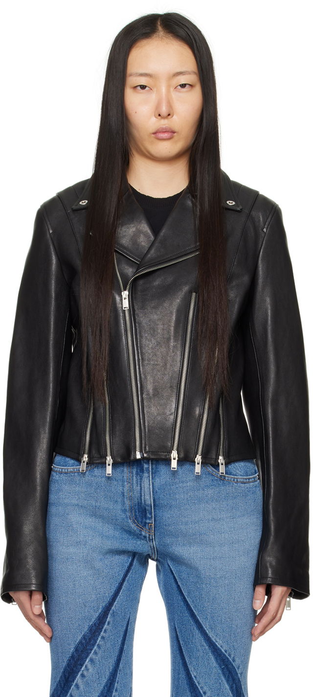 Куртка Dion Lee Cropped Leather Biker Jacket чорний | C4048P23