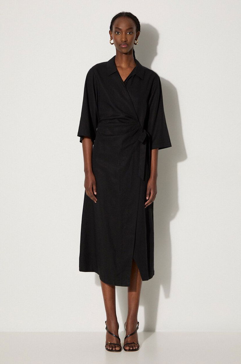 плаття Samsoe Samsoe Midi Wrap Dress чорний | F24100086