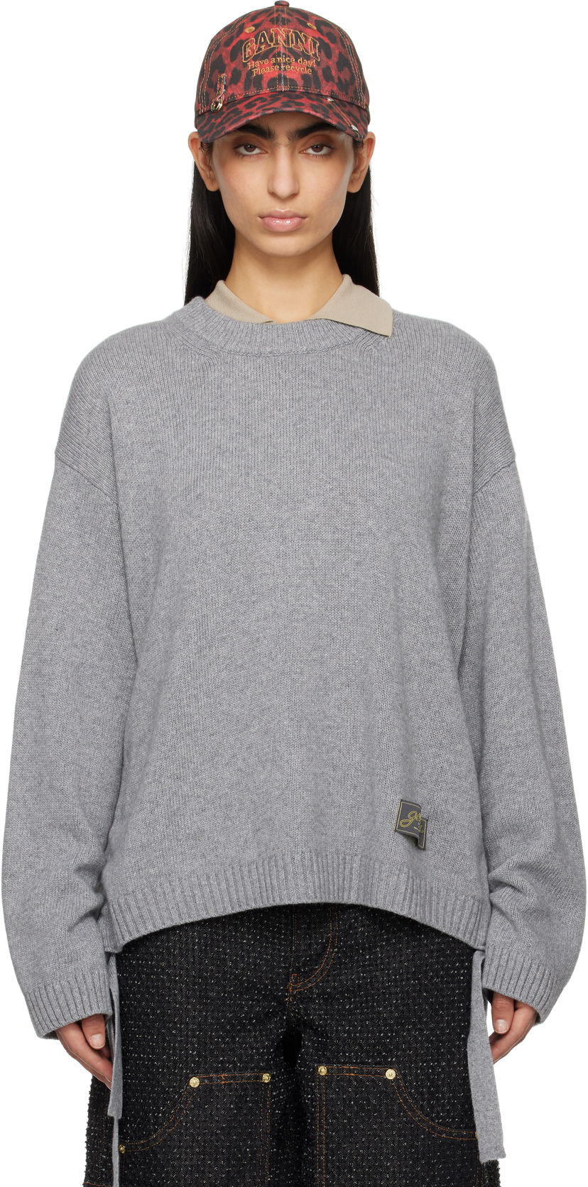 Cветр GANNI GANNI Future Mixed Wool Oversized Sweater Сірий | K2488