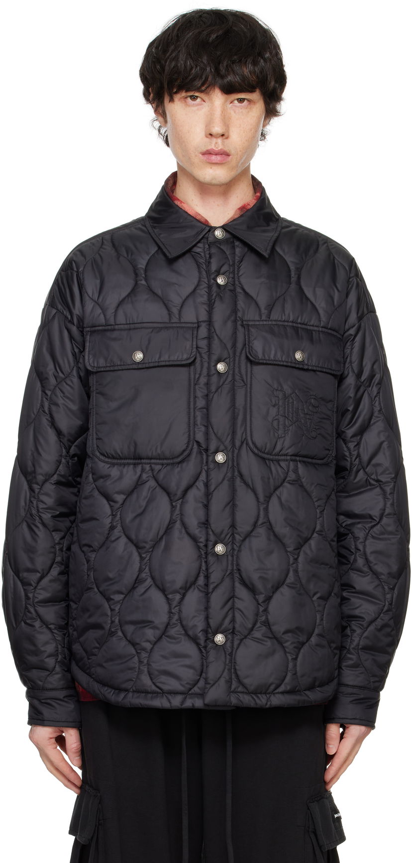 Пуховик Palm Angels Classic Logo Quilted Overshirt чорний | PMED054F24FAB0011010