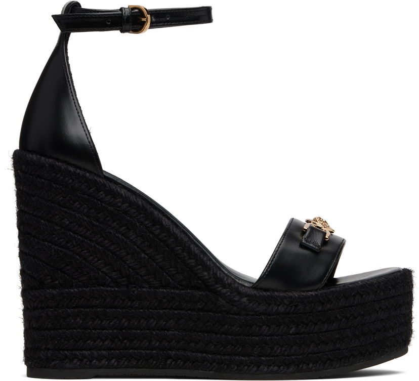 Кросівки та взуття Versace Medusa '95 Leather Wedge Sandals чорний | 1014100_DVT2P