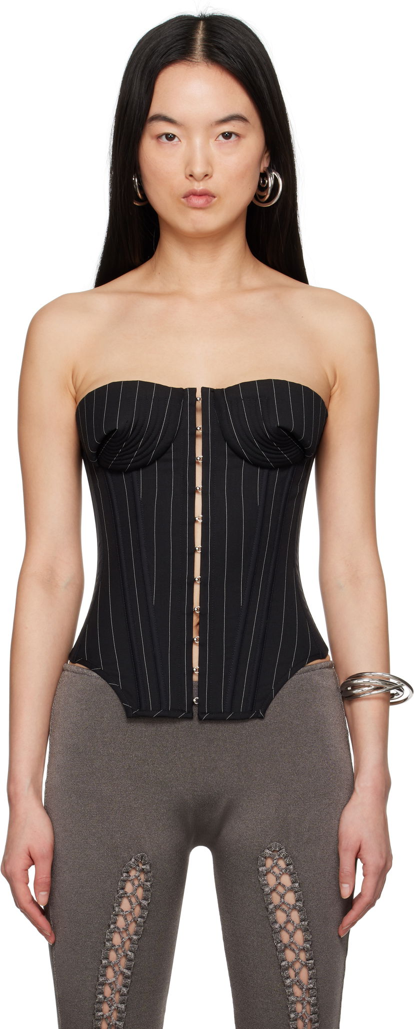 Бюстгальтер Jean Paul Gaultier Jean Paul Gaultier 'The Bi-Material Suit' Pinstripe Corset чорний | 25/33-F-ST023-C074-0001