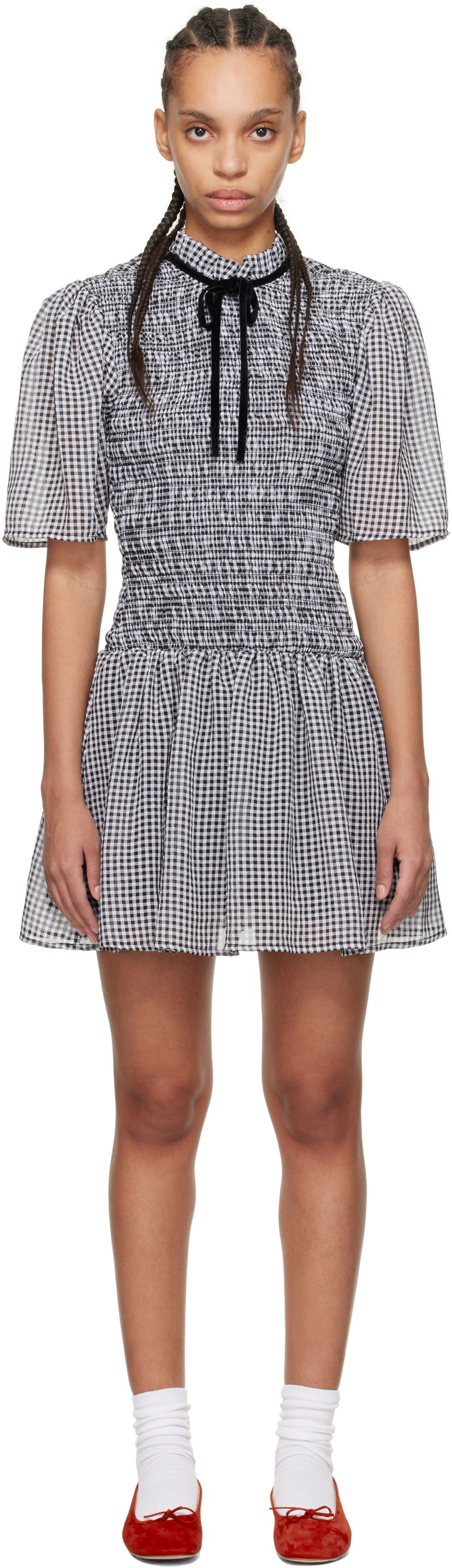 плаття GANNI GANNI Sheer Check Smock Mini Dress чорний | W0034