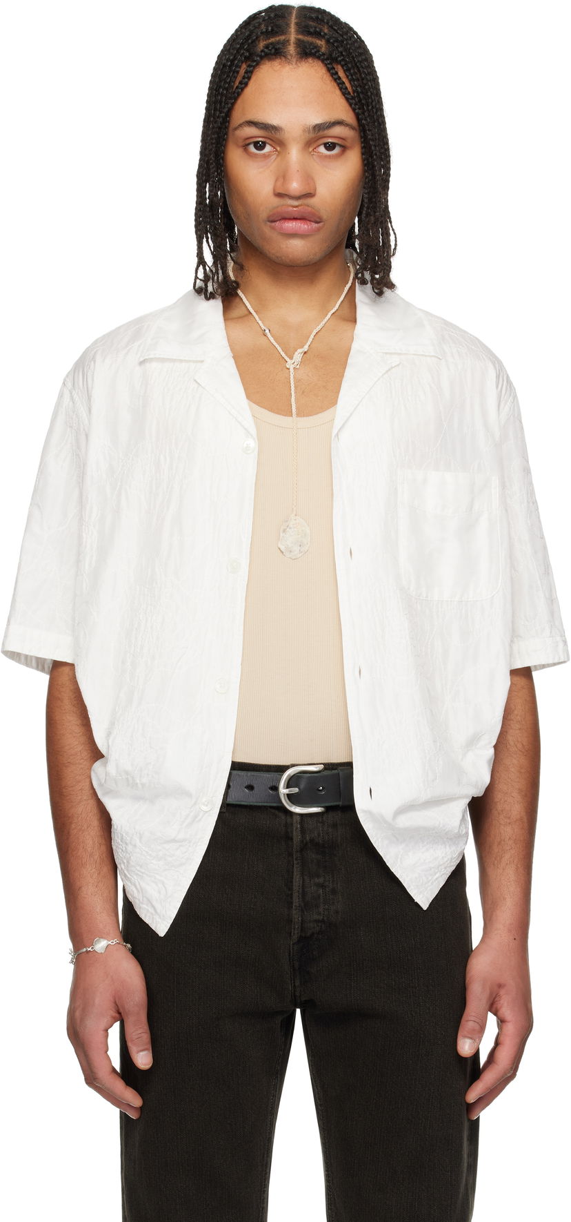 Сорочка OUR LEGACY Our Legacy Heusen Short Sleeve Shirt білий | M2252HWF