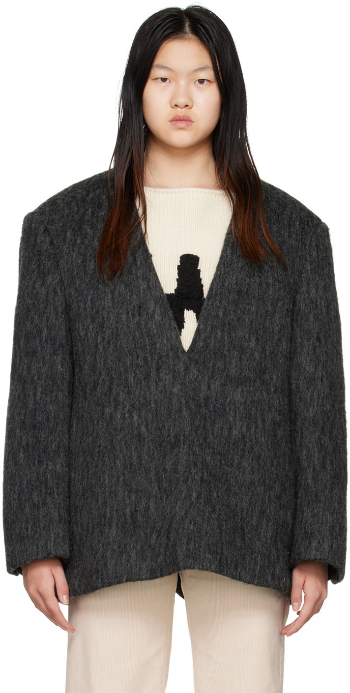 Куртка We11done We11done Y-Neck Fuzzy Jacket Сірий | WD-JK3-22-020-W-DG