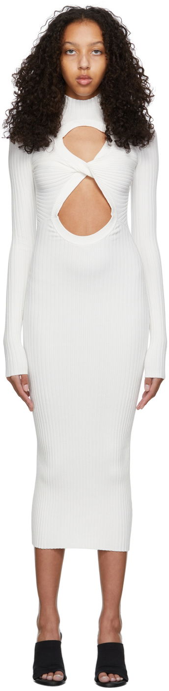 плаття Dion Lee Dion Lee Figure 8 Cutout Ribbed Knit Midi Dress білий | A7547R22