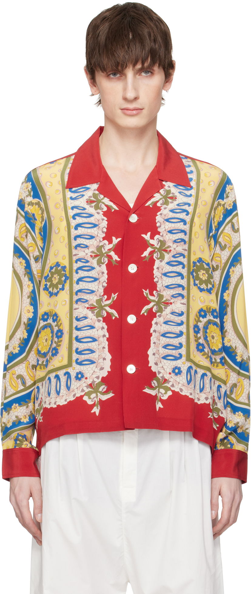 Сорочка Bode Bode Bricolage Long Sleeve Shirt Червоний | MRS25SH001