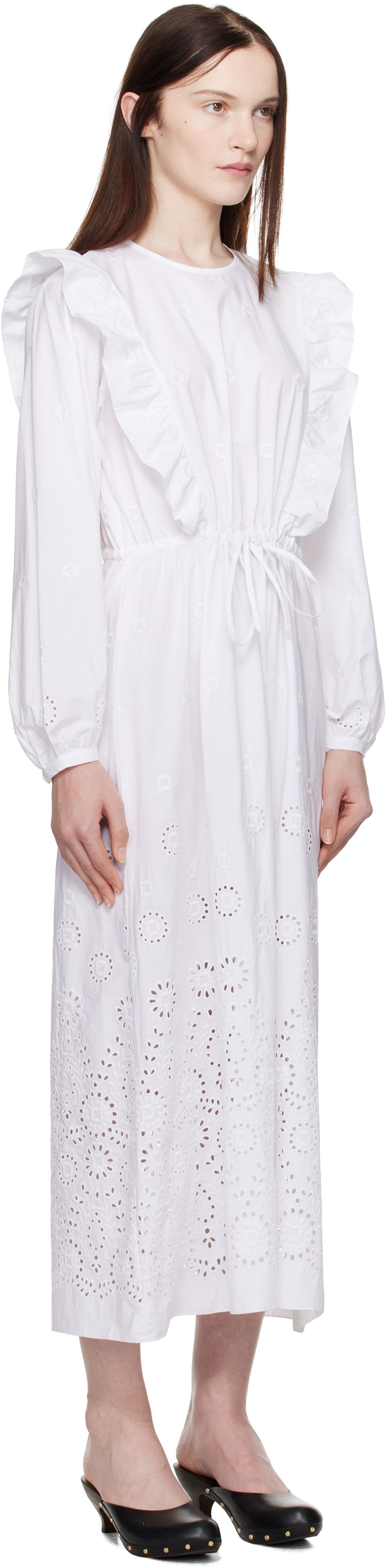 плаття A.P.C. A.P.C. Ginger Eyelet Ruffle Midi Dress білий | COHFF-F35154, 1