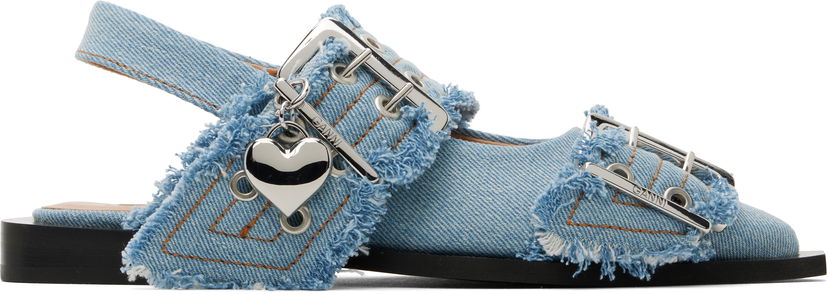 плаття GANNI GANNI Charms Buckle Denim Flats Синій | S2939