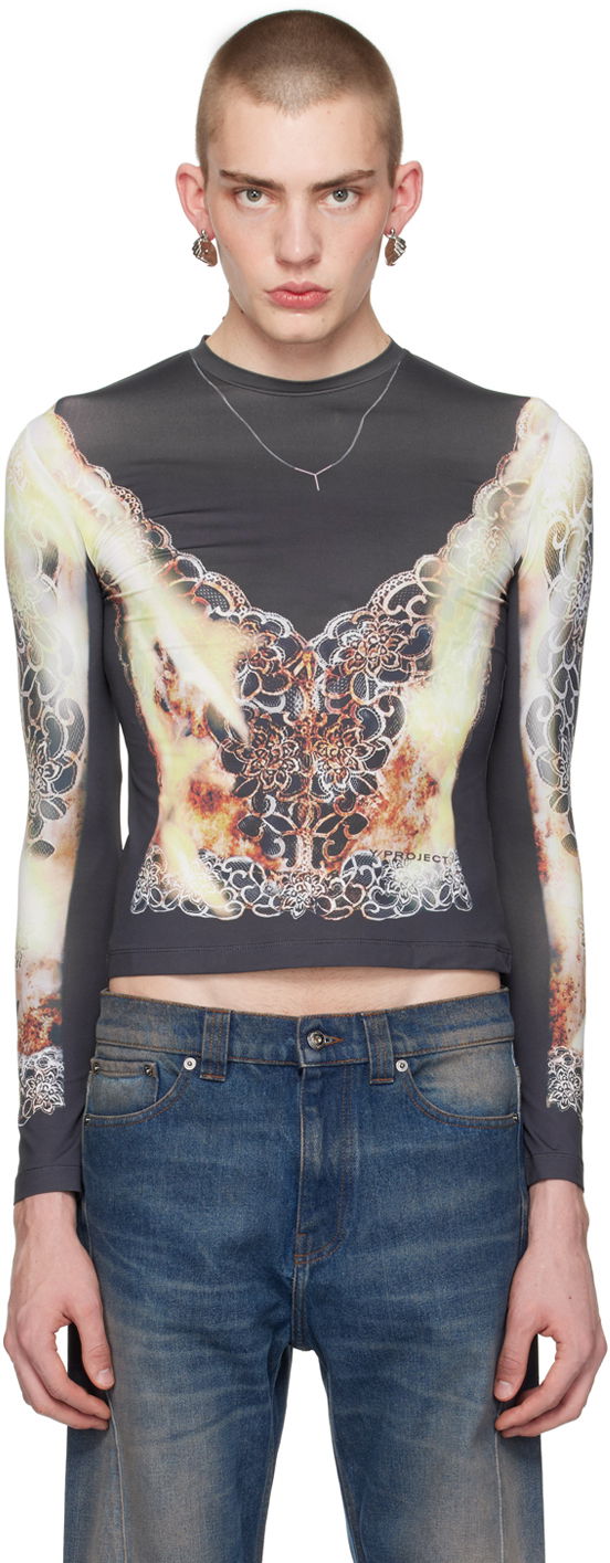 Футболка Y/PROJECT Printed Long Sleeve T-Shirt чорний | 104TO007