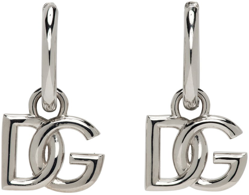 Сережки Dolce & Gabbana Silver Logo Earrings Металік | WEN5L3W1111