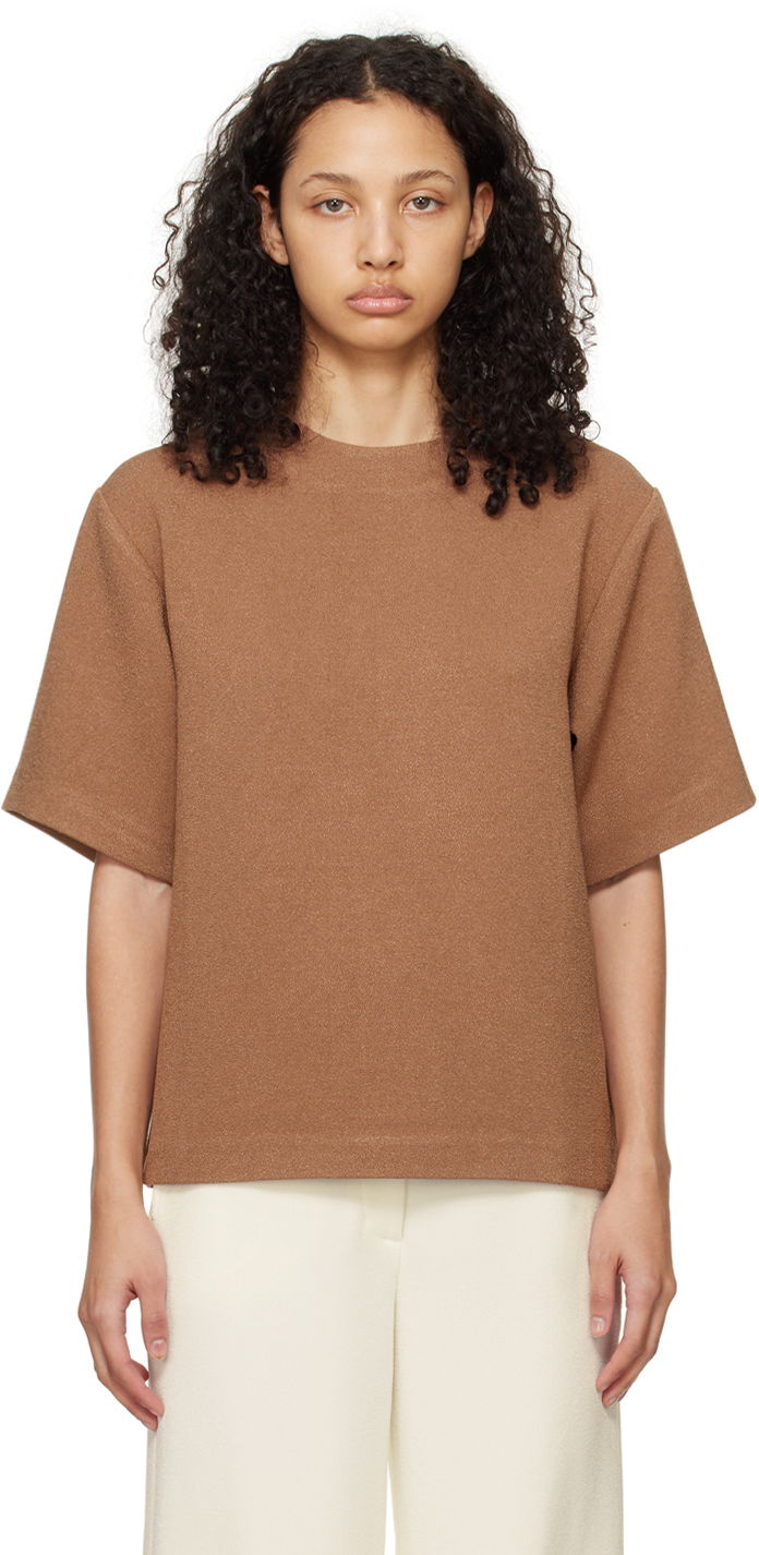 Футболка Anine Bing Maddie Relaxed-Fit Wool-Blend T-Shirt Коричневий | A-07-9806-200