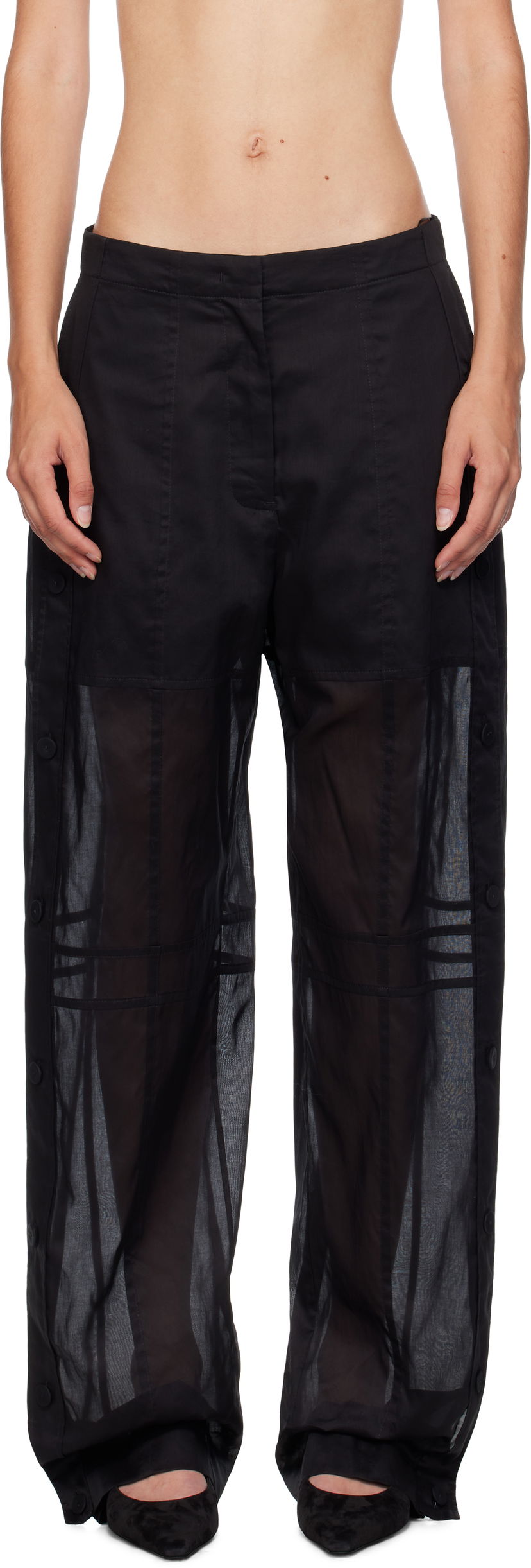 Штани Jil Sander Jil Sander Cotton Muslin Snap Button Trousers чорний | J01KA0185_J45014