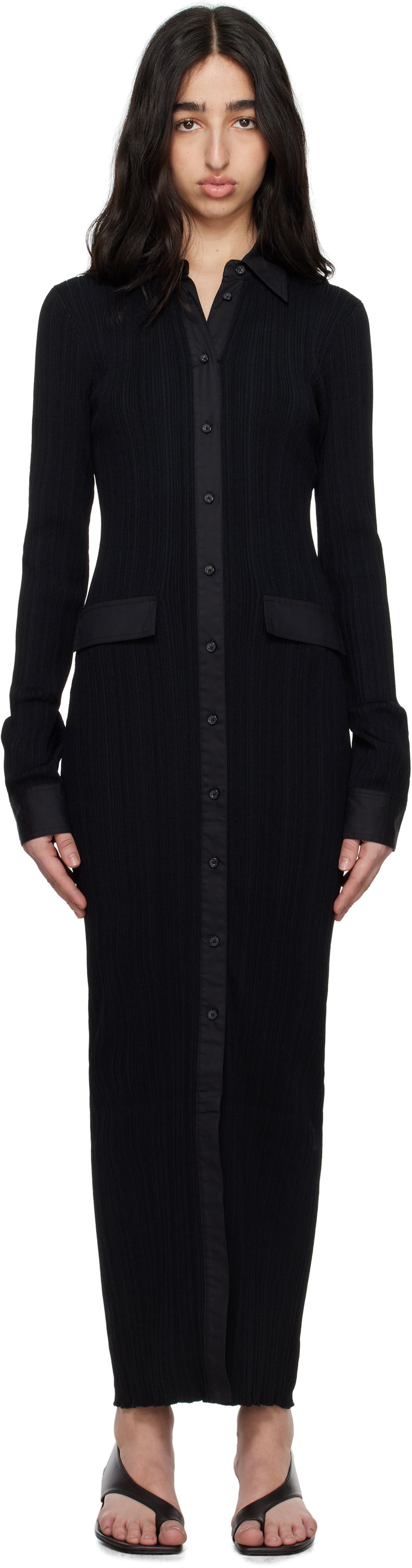 плаття TOTEME TOTEME Knitted Shirt Maxi Dress чорний | 252-WRT0454-YA0044